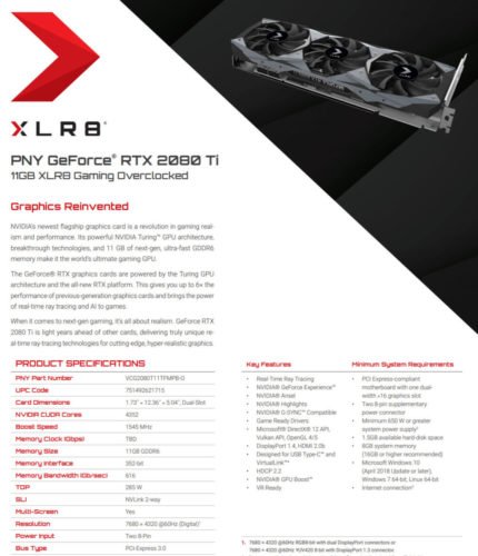 Carte graphique Nvidia PNY RTX 2080 XLR8