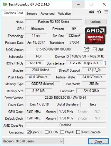 Radeon RX 570 Mech 2 8 Go OC