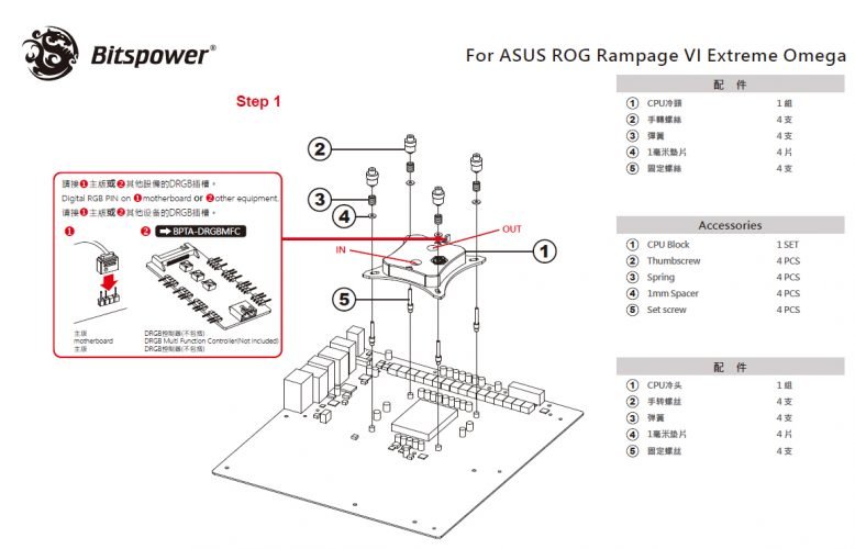 Waterblock Bitspower pour l'Asus Rampage VI Extreme Omega