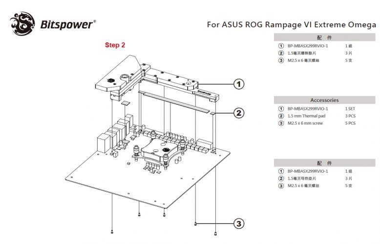Waterblock Bitspower pour l'Asus Rampage VI Extreme Omega