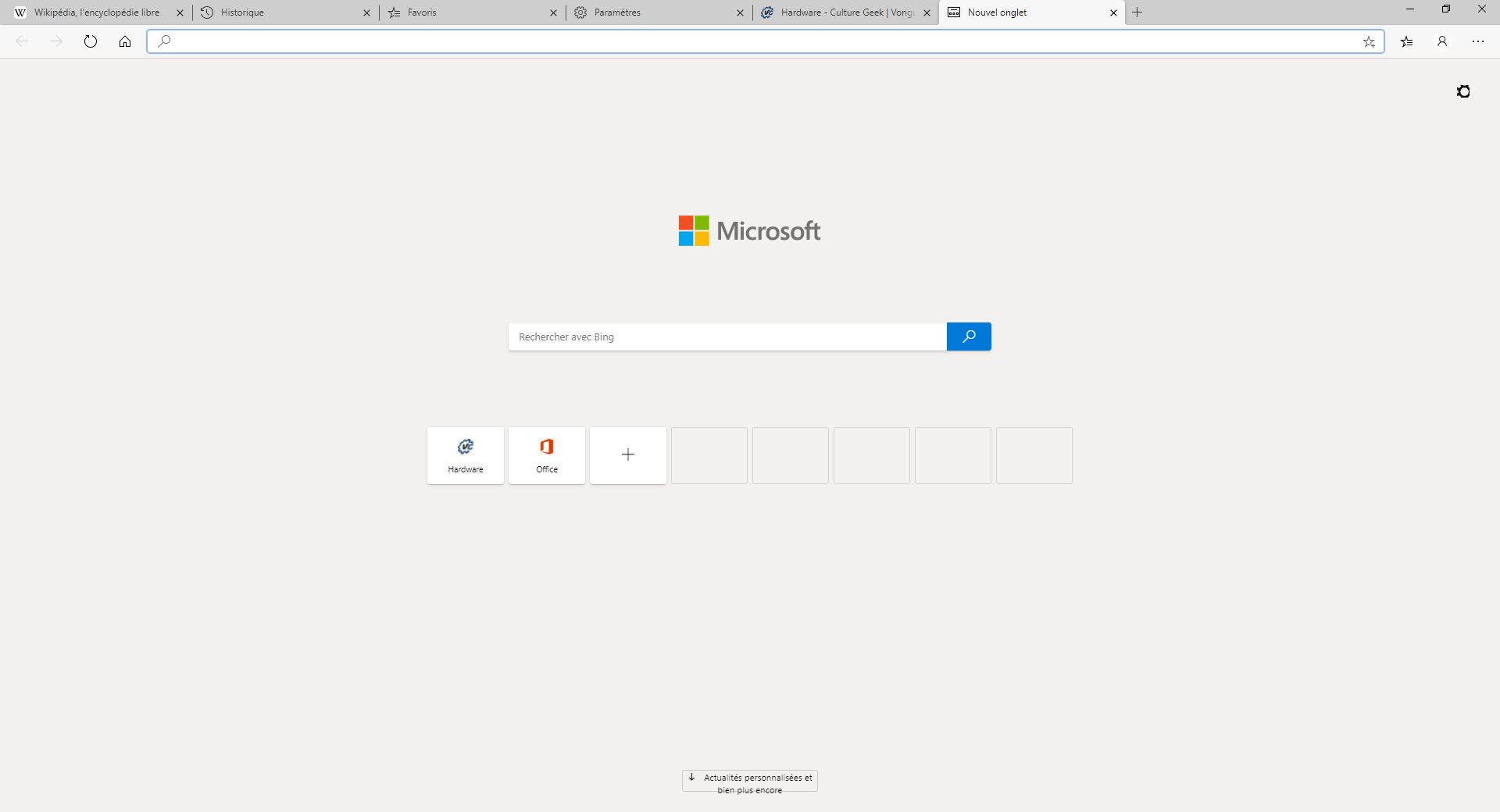 Microsoft Edge Page d'Accueil